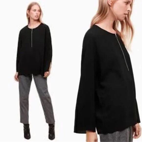 Wilfred‎ Aritzia Women’s L / XL Rebais Deep Blue Blouse Oversized Split Sleeves - Picture 3 of 13